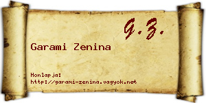 Garami Zenina névjegykártya